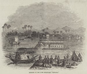Rester av Iron Steam-Ship "Benares" (gravering) av English School