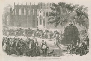 Fjerning av klokken for Great Clock of Westminster Palace av English School