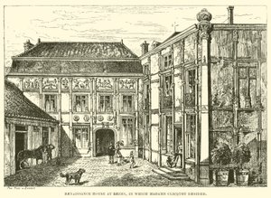 Renessansehuset i Reims, der Madame Clicquot bodde (gravering) av English School