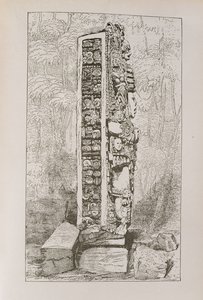 Representasjon av Maya-hieroglyfer på en Stele, fra 