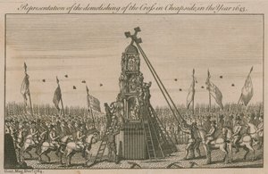 Representasjon av rivingen av korset i Cheapside i år 1643 av English School