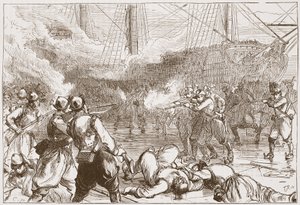 Repulse of the Spanish Soldiers at Amsterdam, illustrasjon fra The History of Protestantism av James Aitken Wylie (1808-1890), pub. 1878 av English School