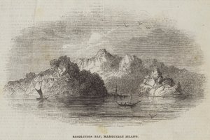 Resolution Bay, Marquesas Island (gravering) av English School