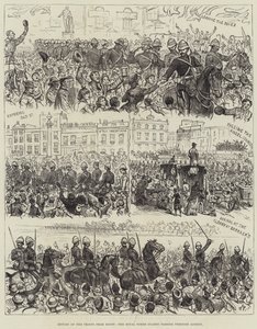 Retur av troppene fra Egypt, Royal Horse Guards passerer gjennom London (gravering) av English School