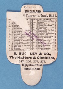 Baksiden av Cant be Beaten. Spill Up Sunderland. Buckleys hatter