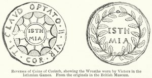 Reverser av Coins of Corinth, som viser kransene båret av Victors i Isthmian Games (gravering) av English School