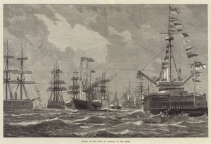 Gjennomgang av flåten ved Spithead av dronningen (gravering) av English School