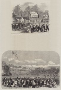 Gjennomgang av Lancashire Rifle Volunteers i Knowsley Park (gravering) av English School