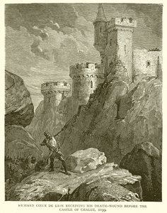 Richard Coeur de Lion mottok sitt dødssår foran slottet i Chaluz, 1199 av English School