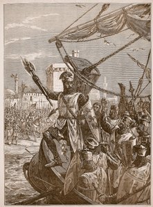 Richard lander i Jaffa, illustrasjon fra Cassells Illustrated History of England (sepiafoto) av English School