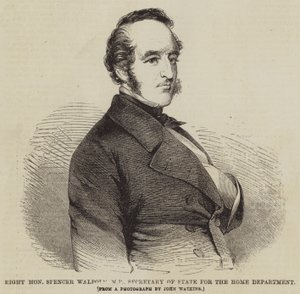 Høyre ærede Spencer Walpole, MP, utenriksminister for innenriksdepartementet (gravering) av English School