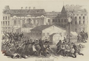 Opprør ved Berlin på Domhofs-Platz (gravering) av English School