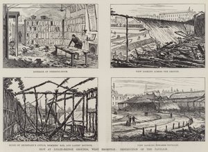Opprør ved Lillie-Bridge Grounds, West Brompton, Destruction of the Pavilion (gravering) av English School