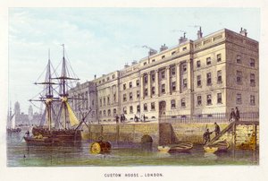 Themse: Zollhaus, London (farbige Gravur)