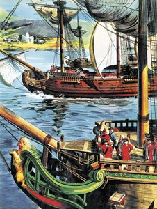 Robert Clive seiler opp Bengalbukta til munningen av Ganges av English School
