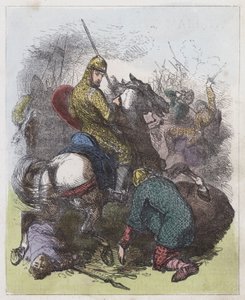 Robert ber om sin fars tilgivelse (farget gravering) av English School