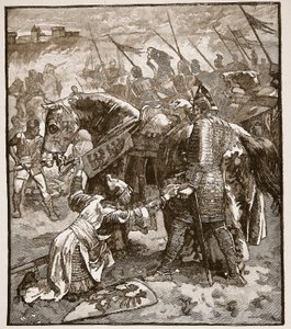 Robert ber faren om unnskyldning, illustrasjon fra Cassells Illustrated History of England (sepiafoto) av English School