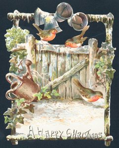 Robins og ringeklokker, julekort av English School