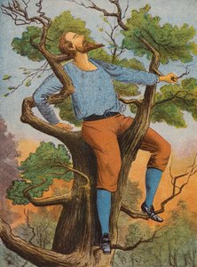 Robinson Crusoe (fargelitografi) av English School