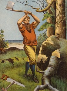 Robinson Crusoe (fargelitografi) av English School