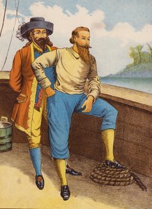Robinson Crusoe (fargelitografi) av English School