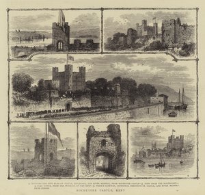 Rochester Castle, Kent (gravering) av English School