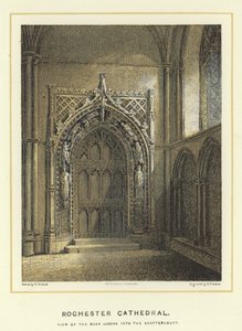Rochester Cathedral, utsikt over døren som fører inn til kapittelhuset av English School
