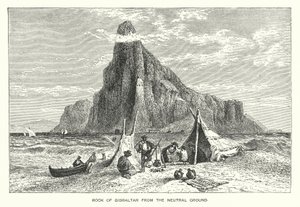 Rock of Gibraltar fra den nøytrale bakken (gravering) av English School