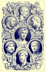 Romerske keisere, illustrasjon fra The Illustrated History of the World, publisert ca. 1880 (digitalt forbedret bilde) av English School