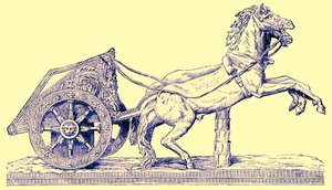 Romersk racervogn, illustrasjon fra Cassells Illustrated Universal History av Edward Ollier, utgitt 1890 (digitalt forbedret bilde) av English School