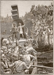 Romerske soldater forlater Storbritannia, illustrasjon fra Cassells Illustrated History of England (sepiafoto) av English School