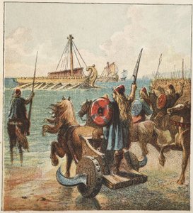 Romerne erobrer Storbritannia, pub. 1890 av English School