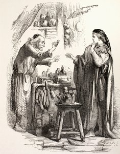 Romeo kjøper gift fra apoteket, illustrasjon fra Romeo og Julie, fra 