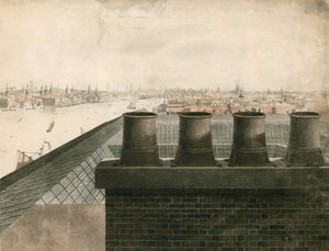 Dachansicht von London und der Themse von English School