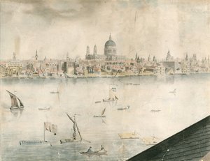 Takutsikt over St Pauls Cathedral, London og Themsen av English School