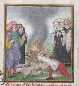 Roy 18 D II f.161 Theseus brenner likene til athenerne drept av kong Kreon av Theben, fra 