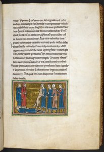 Kongelig 12 F.XIII, f.33 Hund identifiserer en morder.  , fra Bestiary (ff. 3-141), Lapidary (ff. 141v-149)  , 2. kvartal av 1200-tallet (vellum) av English School