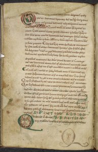 Kongelig 13. A.XI, f.79v Menneskeansikter i initialer, De temporum ratione, Bede den ærverdige (vellum) av English School