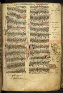 Royal 14 C.VII ff.86v Kantdekorasjon med våpenskjold av Richard Løvehjerte, illustrasjon fra 