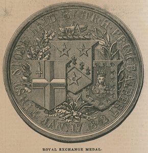 Royal Exchange Medal, slått til for å minnes åpningen av Royal Exchange i 1844 av English School