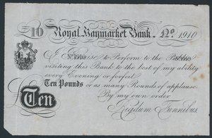 Royal Haymarket Bank, spøk teatralsk seddel av English School
