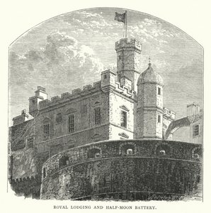 Royal Lodging og Half-Moon Battery (gravering) av English School