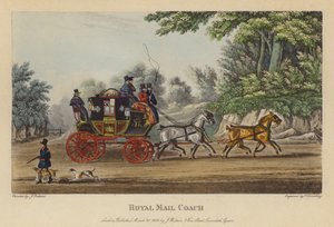 Royal Mail Coach (farget gravering) av English School