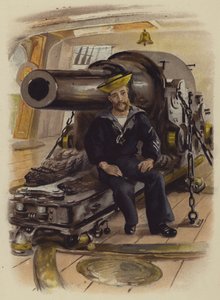 Frivillig i Royal Naval Artillery (fargelitografi) av English School