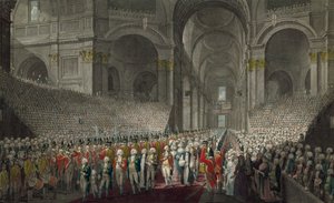 Kongelig prosesjon i St Pauls Cathedral på St Georges Day, 1789 av English School