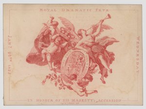 Kongelig dramatisk fest til ære for årsdagen for tiltredelsen av kong George IV, 26. januar 1825 (farget gravering) av English School