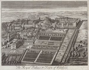 Kongepalasset og byen Windsor, Berkshire (gravering) av English School