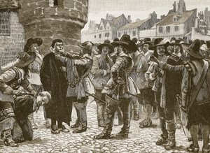 Royalistiske plottere på Salisbury som fornærmer sheriffen, illustrasjon fra Cassells Illustrated History of England (sepiafoto) av English School
