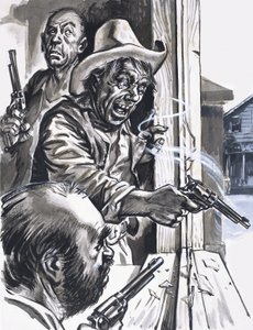 Ruffian Cowboys skyter fra vinduet av English School