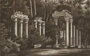 Ruiner ved Virginia Water (litho) av English School